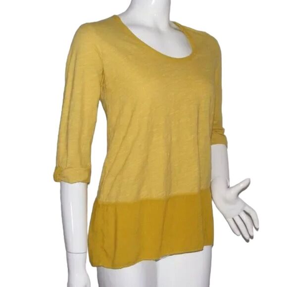 FRESH PRODUCE Top, S, Yellow, Solid, Button Back, Mid length sleeves, Wider neck - Picture 13 of 13